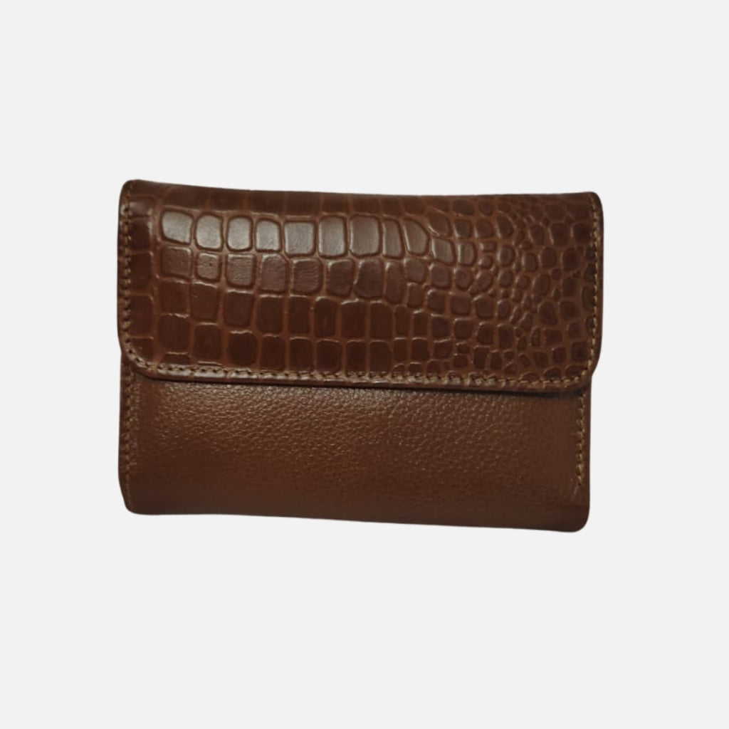 Billetera Pequeña Croco Café – Nahué Essentials