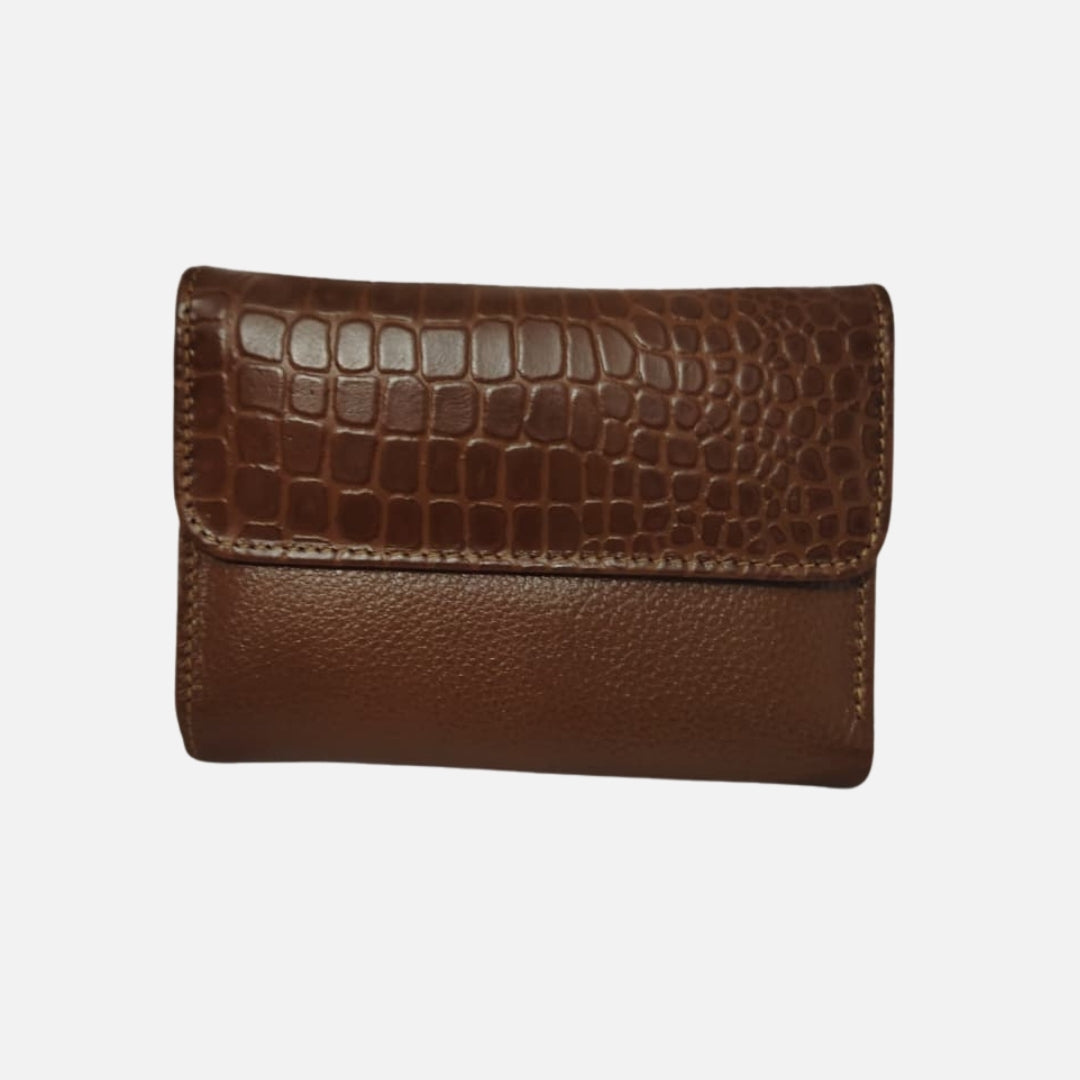 Billetera Pequeña Croco Café – Nahué Essentials
