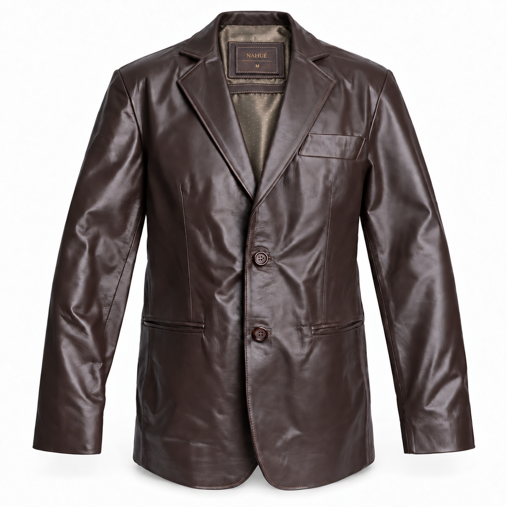 Blazer Leather Classic Café – Nahué Atelier