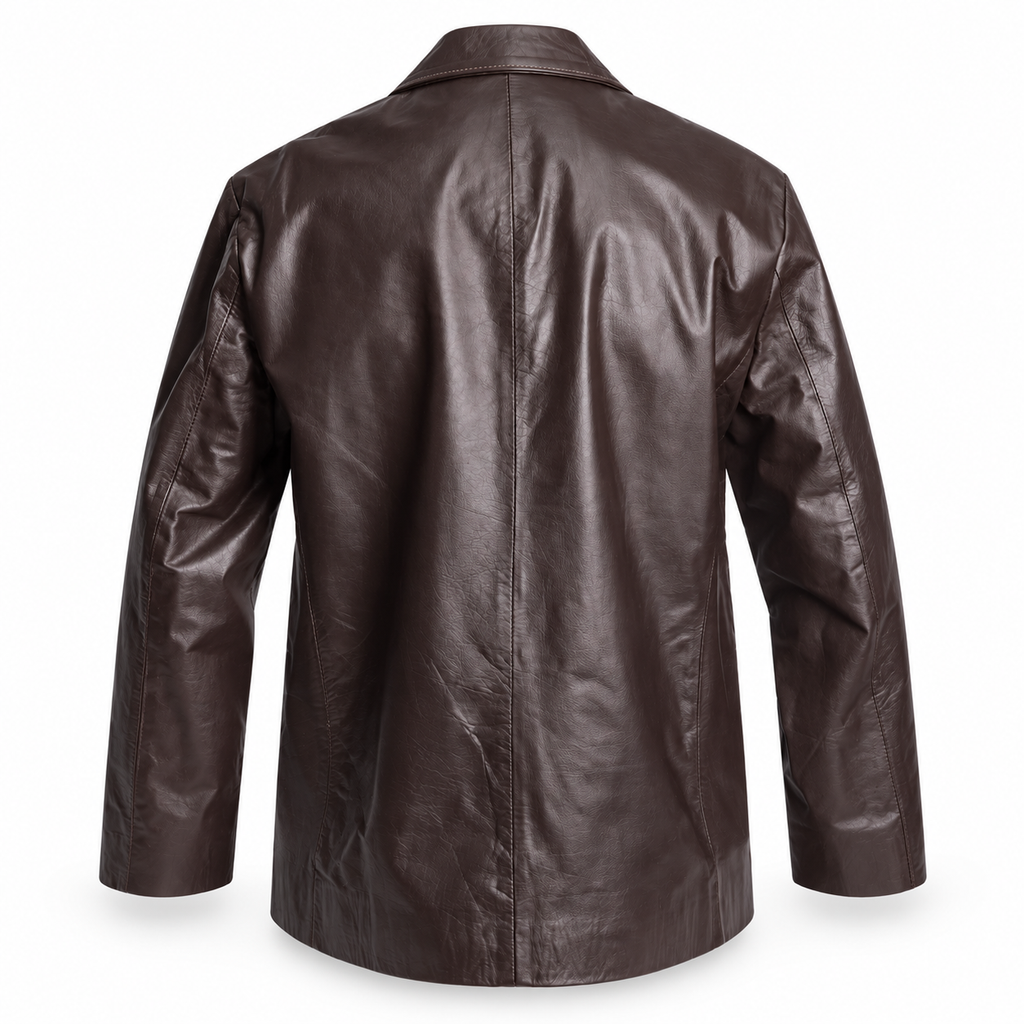 Blazer Leather Classic Café – Nahué Atelier