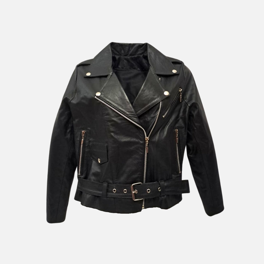 Jacket Biker Negra Rivel - Mujer –Atelier - Talla M
