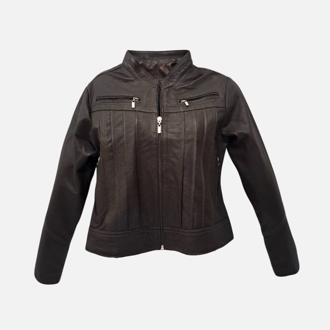 Jacket de cuero Minimalista - Mujer –Atelier - Talla M