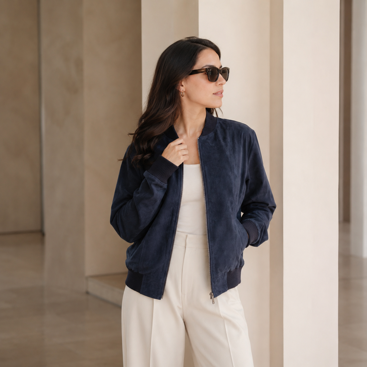Jacket Amelia Navy - Nobuck
